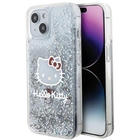 Hello Kitty Liquid Glitter Charms Kitty Head case for iPhone 14 - silver