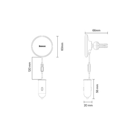 Ładowarka indukcyjna do samochodu MagSafe 15W USB 25W Baseus CW01 - czarna