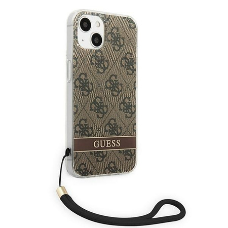 Original Case IPHONE 14 Guess Hardcase 4G Print Strap (GUOHCP14SH4STW) brown