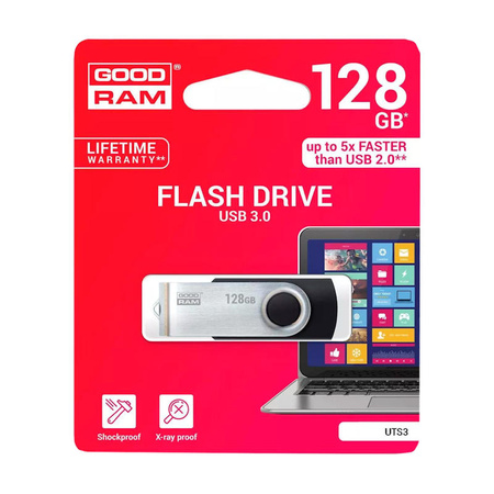 Goodram pendrive 128 GB pamięć USB 3.2 Gen 1 60 MB/s (od.) - 20 MB/s (zap.) czarny (UTS3-1280K0R11)