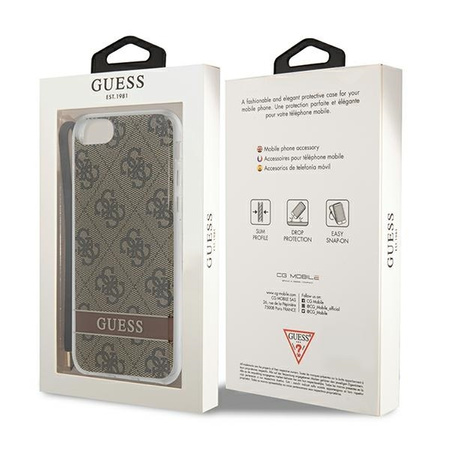 Case IPHONE SE 2022 / SE 2020 / 7 / 8 Guess Hardcase 4G Print Strap (GUOHCI8H4STW) brown