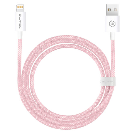 Blavec Kabel Candy oplot - USB na Lightning - 2,4A 2 metry (CCA-UL24P20) różowy