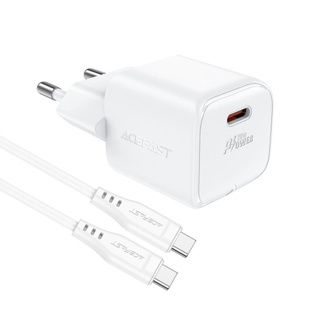 Acefast A73 Mini PD 20W GaN wall charger + USB-C cable - white