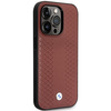 Original Handyhülle IPHONE 14 PRO BMW Leather Diamond Pattern MagSafe (BMHMP14L22RFGR) burgund