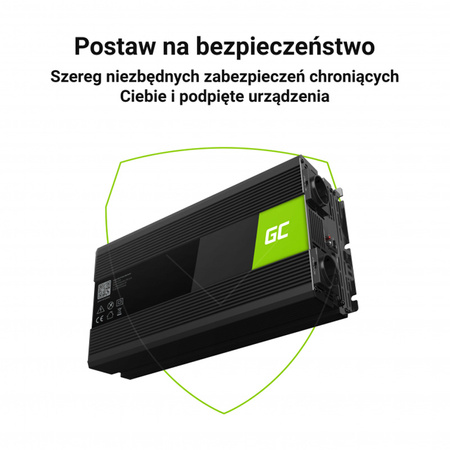 Green Cell - Przetwornica napięcia Inwerter 12V na 230V 1500W/3000W Czysta sinusoida