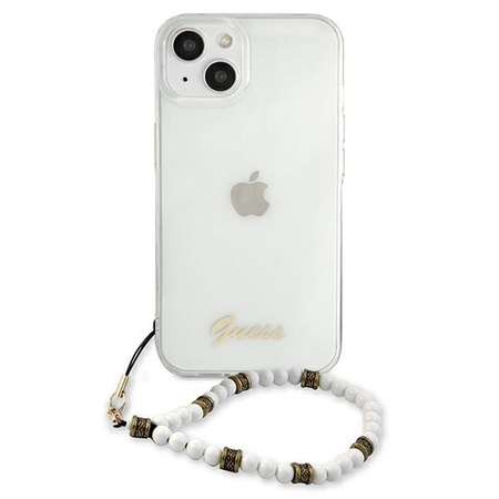 Guess nakładka do iPhone 13 Mini 5,4&quot; GUHCP13SKPSWH przeźroczysta hard case White Pearl