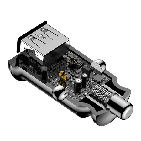 Baseus Grain - Ładowarka samochodowa 2 x USB, 5 V / 3.1 A (czarny)