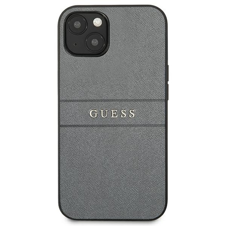 Guess nakładka do iPhone 13 Mini 5,4&quot; GUHCP13SPSASBGR szary Saffiano Strap