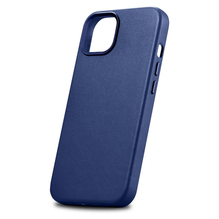 iCarer Case Leather genuine leather case for iPhone 14 Plus blau () (MagSafe compatible)