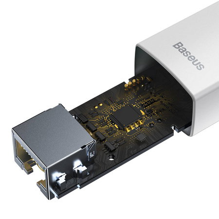 Baseus Lite Series zewnętrzna karta sieciowa USB Typ C - RJ-45 (100Mbps) biały (WKQX000202)