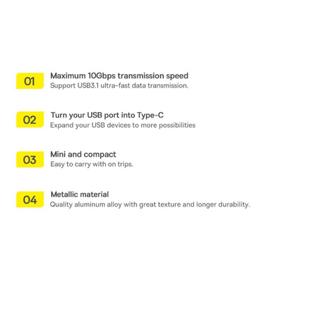 Baseus Ingenuity Series Mini przejściówka adapter USB 3.1 OTG do USB Typ C czarny (ZJJQ000101)
