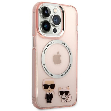 Karl Lagerfeld KLHMP14LHKCP iPhone 14 Pro 6,1" hardcase różowy/pink Karl & Choupette Aluminium Magsafe