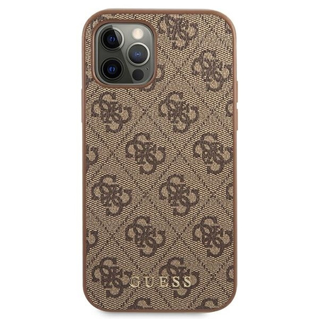 Original Case IPHONE 12 / 12 PRO Guess Hard Case 4G Metal Gold Logo (GUHCP12MG4GFBR) brown