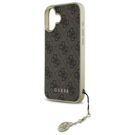 Oryginalne Etui IPHONE 16 PLUS Guess Hardcase 4G Charms Collection (GUHCP16MGF4GBR) brązowe