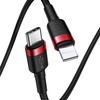 Baseus Cafule Cable wytrzymały nylonowy kabel przewód USB Typ C PD / Lightning 18W QC3.0 1m czarny-czerwony (CATLKLF-91)