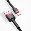 Baseus Cafule Cable wytrzymały nylonowy kabel przewód USB / USB-C QC3.0 2A 3M czarno-czerwony (CATKLF-U91)