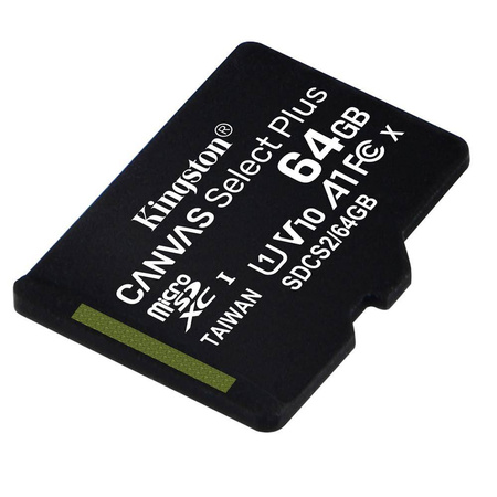 Kingston karta pamięci 64GB microSDHC Canvas Select Plus kl. 10 UHS-I 100 MB/s