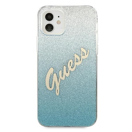 Guess Glitter Gradient Script - Etui iPhone 12 mini (niebieski)