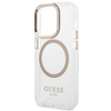 Guess GUHMP14XHTRMD iPhone 14 Pro Max 6,7 &quot;Gold / Gold Hartschalenetui Metal Outline Magsafe