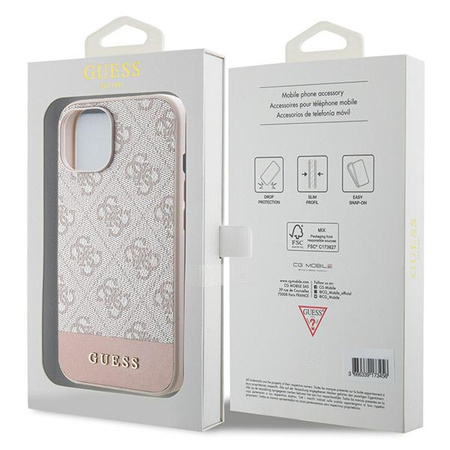 Guess nakładka do iPhone 15 Pro Max 6,7&quot; GUHCP15SG4GLPI HC PC/TPU 4G PU BOTTOM STRIPE różowa