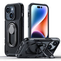 Joyroom Dual Hinge Case für iPhone 14 Plus gepanzerte Hülle mit Ständer und Ringhalter schwarz