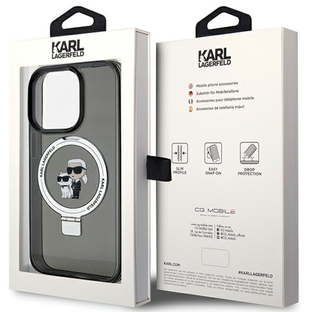 Karl Lagerfeld KLHMP13LHMRSKCK iPhone 13 Pro 6.1&quot; black/black hardcase Ring Stand Karl&amp;Choupette MagSafe