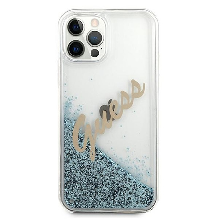 Guess GUHCP12LGLVSBL iPhone 12 Pro Max 6,7" niebieski/blue hardcase Glitter Vintage Script