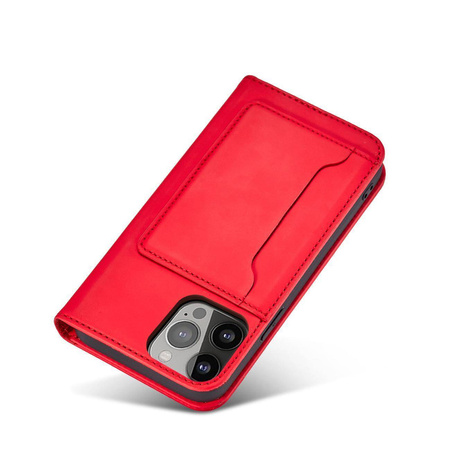 Magnet Card Case case for Samsung Galaxy S23+ flip cover wallet stand red