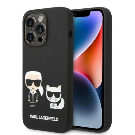 Karl Lagerfeld KLHMP14LSSKCK iPhone 14 Pro 6.1&quot; Hardcase schwarz / schwarz Liquid Silicone Karl &amp; Choupette Magsafe