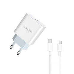 Wall Charger 20W PD USB-C + Kabel USB-C - USB-C Jellico AK180 white