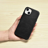 iCarer Case Leather genuine leather case for iPhone 14 schwarz (WMI14220701-BK) (MagSafe compatible)