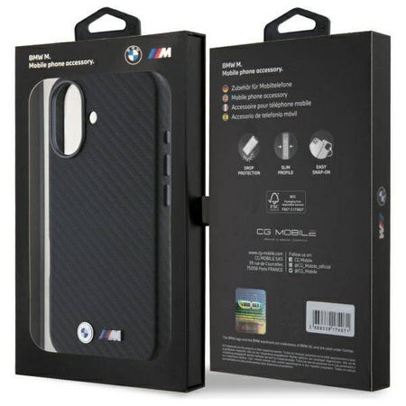 Original Handyhülle IPHONE 16 BMW Hardcase Carbon Wrapped Metal (BMHCP16S23PUFWC) schwarz