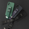 Rope case żelowe etui ze smyczą łańcuszkiem torebka smycz Samsung Galaxy A22 4G ciemnozielony