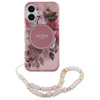 Guess IML Flowers With Pearl Strap MagSafe - Etui iPhone 16 (różowy)