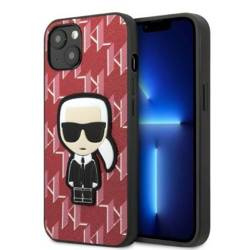 Original Handyhülle IPHONE 13 Karl Lagerfeld Hardcase Monogram Ikonik Patch rot