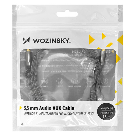 Wozinsky Universal-Mini-Klinkenkabel 2x AUX-Kabel 1,5 m schwarz