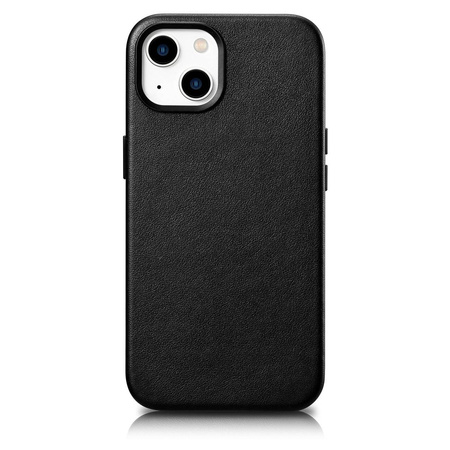 iCarer Case Leather genuine leather case for iPhone 14 schwarz (WMI14220705-BK) (MagSafe compatible)