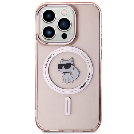 Karl Lagerfeld IML Choupette MagSafe Hülle für iPhone 15 Pro – Rosa