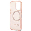 Original Case IPHONE 13 PRO MAX Guess Hard Case Gold Outline Translucent MagSafe (GUHMP13XHTCMP) pink