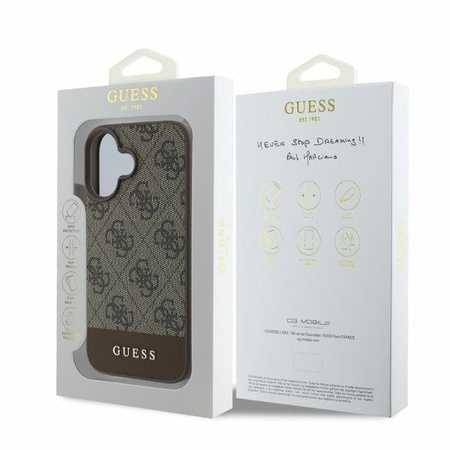 Guess GUHCP16SG4GLBR iPhone 16 brązowy/brown HC PC/TPU 4G PU Bottom Stripe