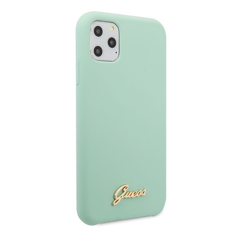 Etui Guess GUHCN65LSLMGGR iPhone 11 Pro Max zielony/green hard case Silicone Vintage Gold Logo