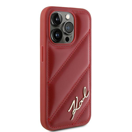 Karl Lagerfeld KLHCP15LPQDSMGR iPhone 15 Pro 6.1" czerwony/red hardcase Diagonal Quilted Script