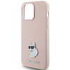 Karl Lagerfeld Silicone Choupette Metal Pin case for iPhone 15 Pro - pink