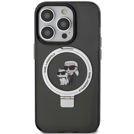 Karl Lagerfeld KLHMP13LHMRSKCK iPhone 13 Pro 6.1&quot; black/black hardcase Ring Stand Karl&amp;Choupette MagSafe