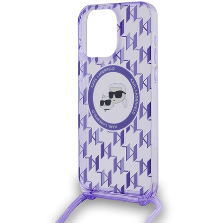 Karl Lagerfeld KLHMP15LHCKCKLCU iPhone 15 Pro 6.1" fioletowy/purple hardcase IML Crossbody Monogram Karl & Choupette Head MagSafe