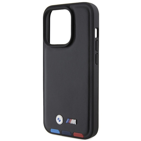 BMW BMHCP15L22PTDK iPhone 15 Pro 6,1&quot; schwarz/schwarzer Lederstempel Tricolor