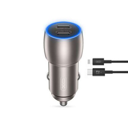 XO ŁAD SAM CC51 QC 40W 2xUSB-C SZARA + Kabel Lightning