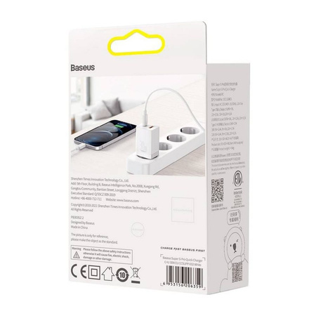 Baseus Super Si Pro szybka ładowarka USB / USB Typ C 30W Power Delivery Quick Charge biały (CCSUPP-E02)