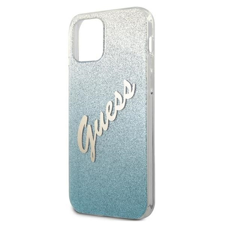 Guess Glitter Gradient Script - Etui iPhone 12 / iPhone 12 Pro (niebieski)