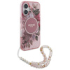 Guess IML Flowers With Pearl Strap MagSafe - Etui iPhone 16 (różowy)